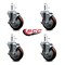 Service Caster 4'' Maroon Poly Swivel 7/16'' Grip Ring Stem Caster Set with Brake, 4PK SCC-GR20S414-PPUB-MRN-TLB-716138-4 - alternate 3